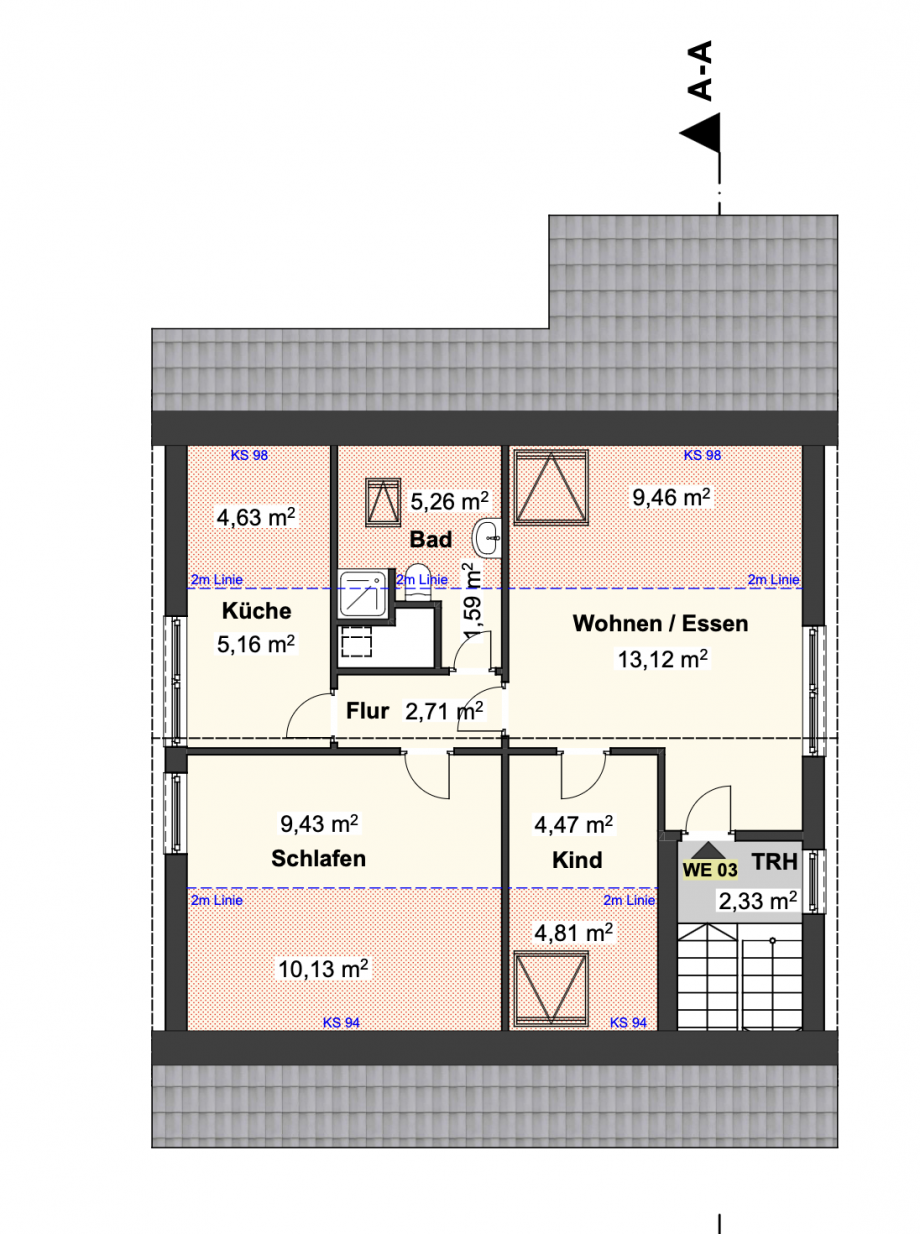 Grundriss Dachgeschosswohnung Keltern