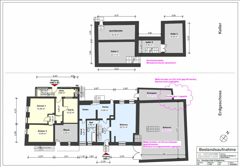 Grundrisse EG Zweifamilienhaus Keltern