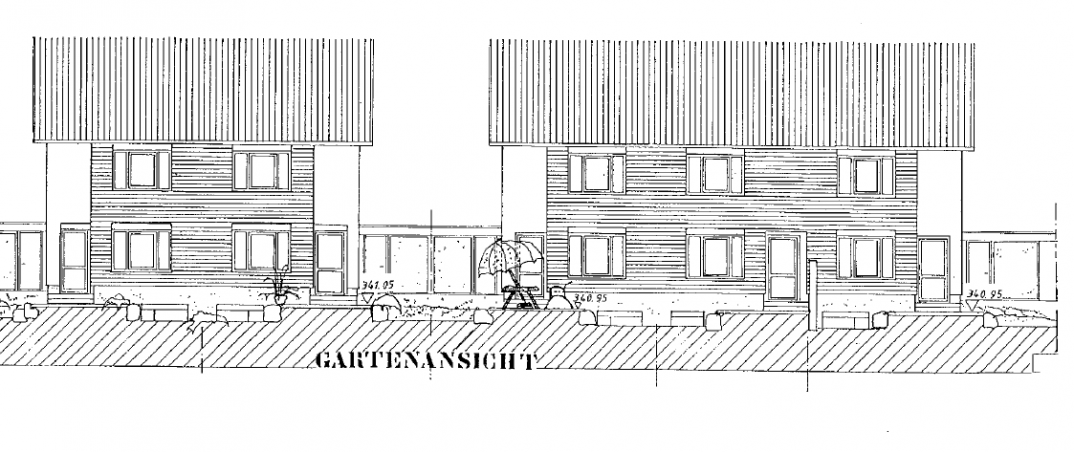 Gartenansicht Reiheneckhaus Pforzheim